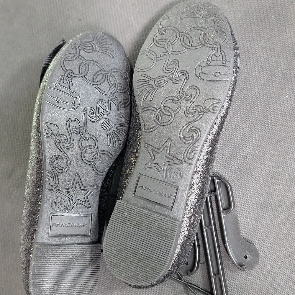 Falls Creek Sparkly Black Bow Flats Shoes